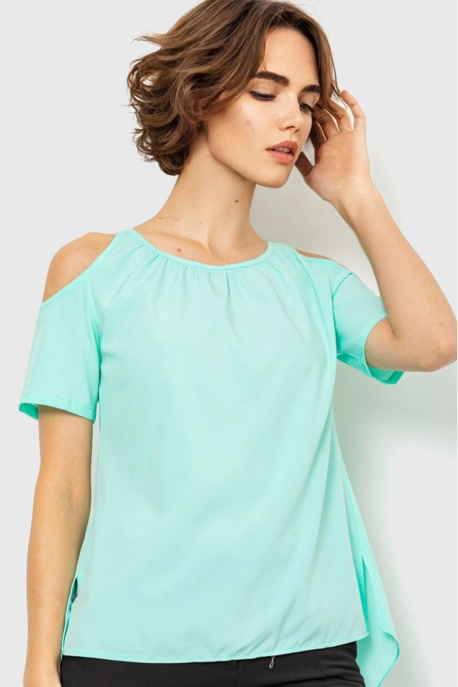 Купити Блуза однотонна  -уцінка, колір м'ятний, 230R93-U-1 - Фото №1