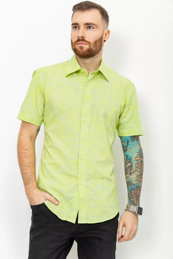 Купить Рубашка мужская однотонная, цвет салатовый, 131R151016 - Фото №1