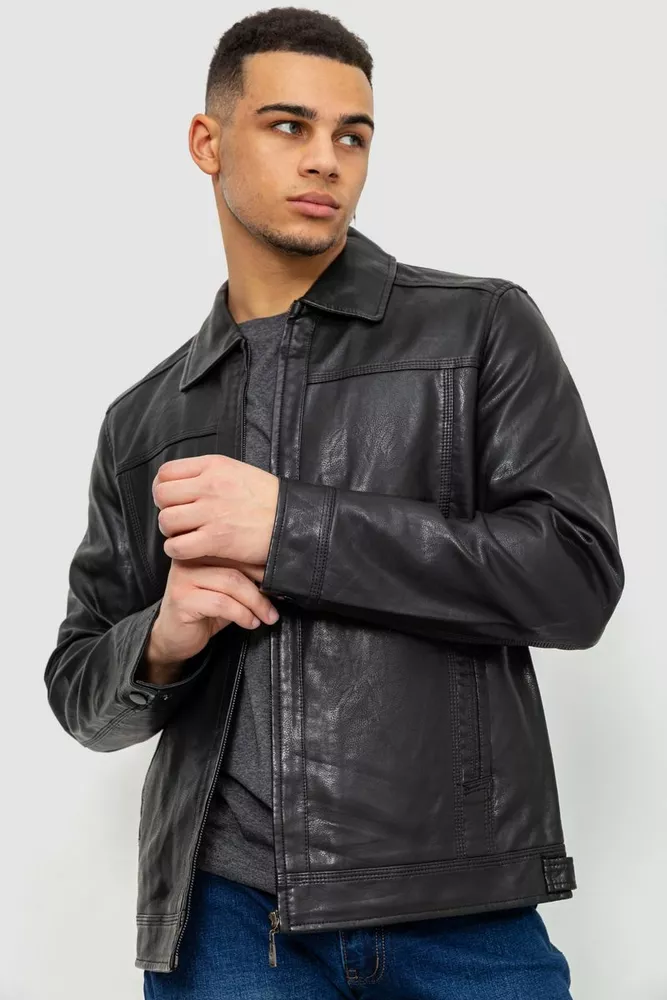 Купить Куртка мужская демисезонная экокожа, цвет черный, 243R257 - Фото №1