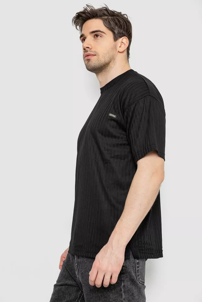 Купить Футболка мужская однотонная, цвет черный, 244R3130 - Фото №3