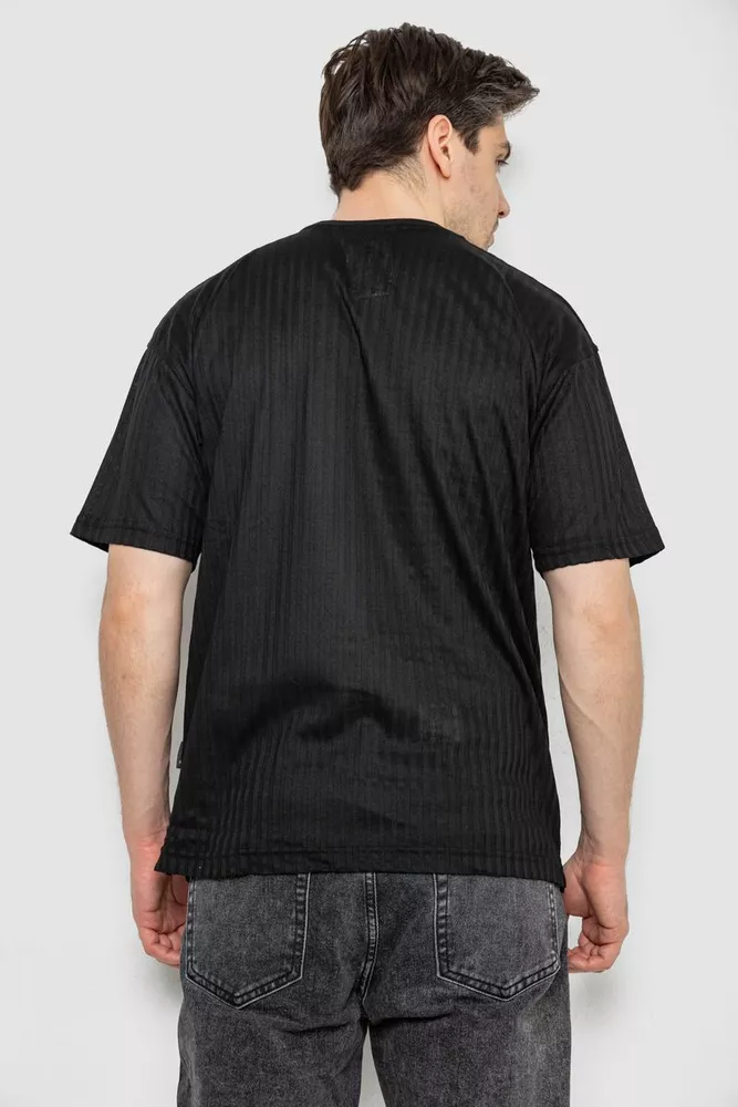 Купить Футболка мужская однотонная, цвет черный, 244R3130 - Фото №4