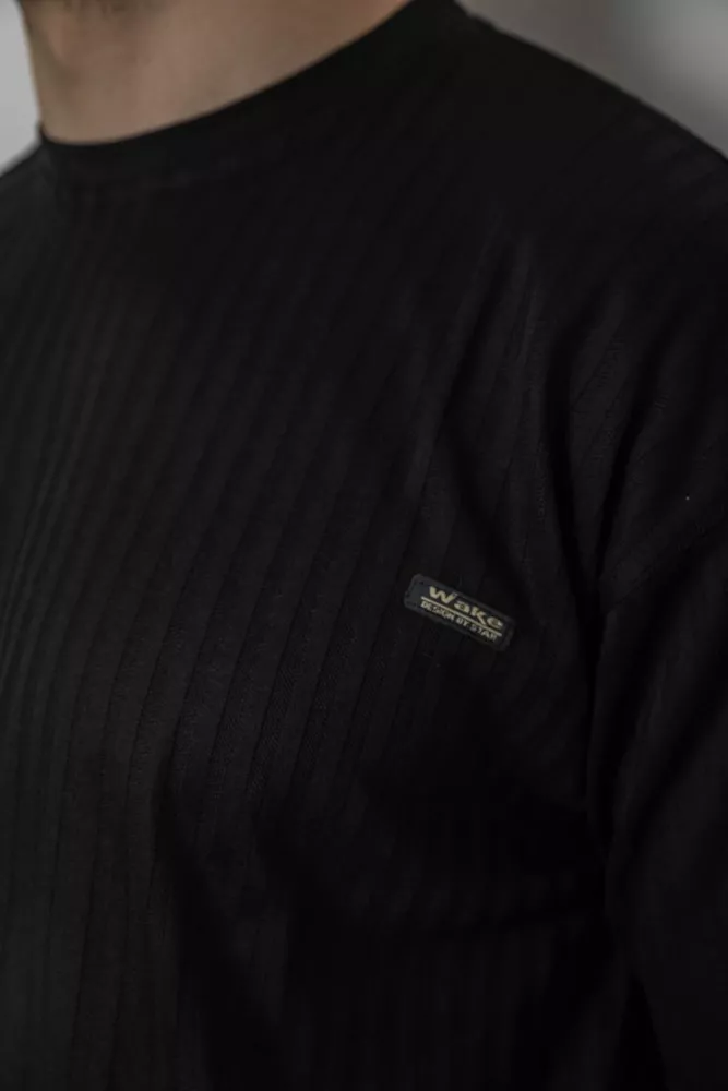 Купить Футболка мужская однотонная, цвет черный, 244R3130 - Фото №5