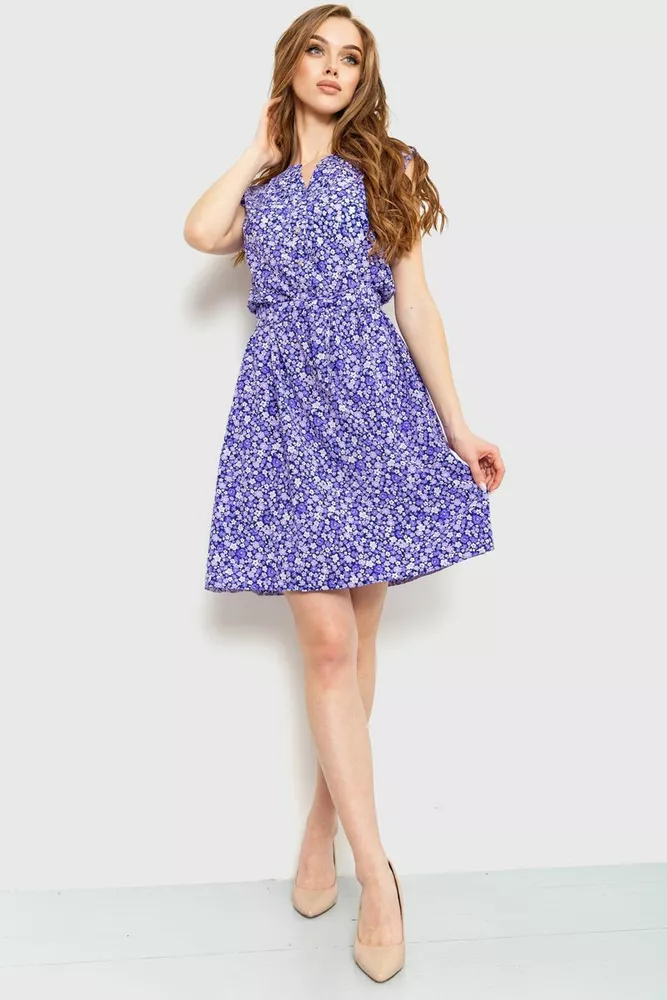 Купити Сукня з принтом, колір бузково-синій, 230R007-8 - Фото №1