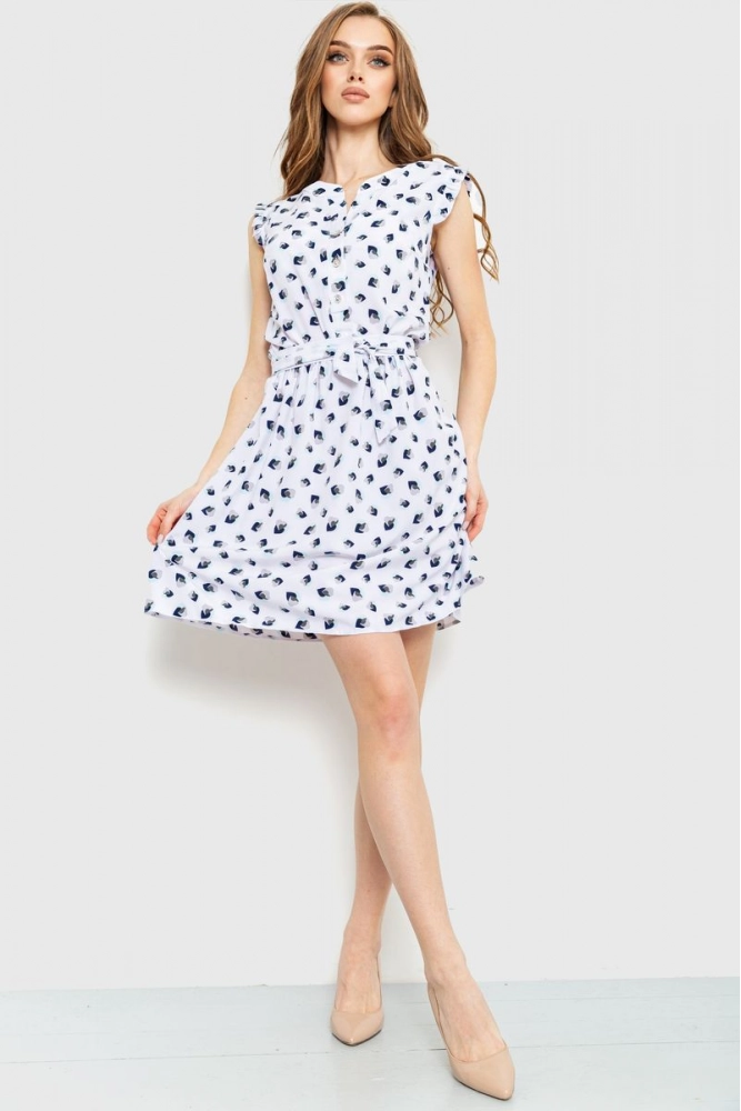 Купити Сукня з принтом, колір біло-синій, 230R007-8 - Фото №1