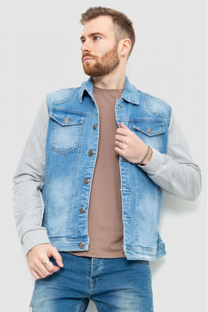 Купити Куртка чоловіча джинсова, колір блакитний, 157R2016 оптом - Фото №1