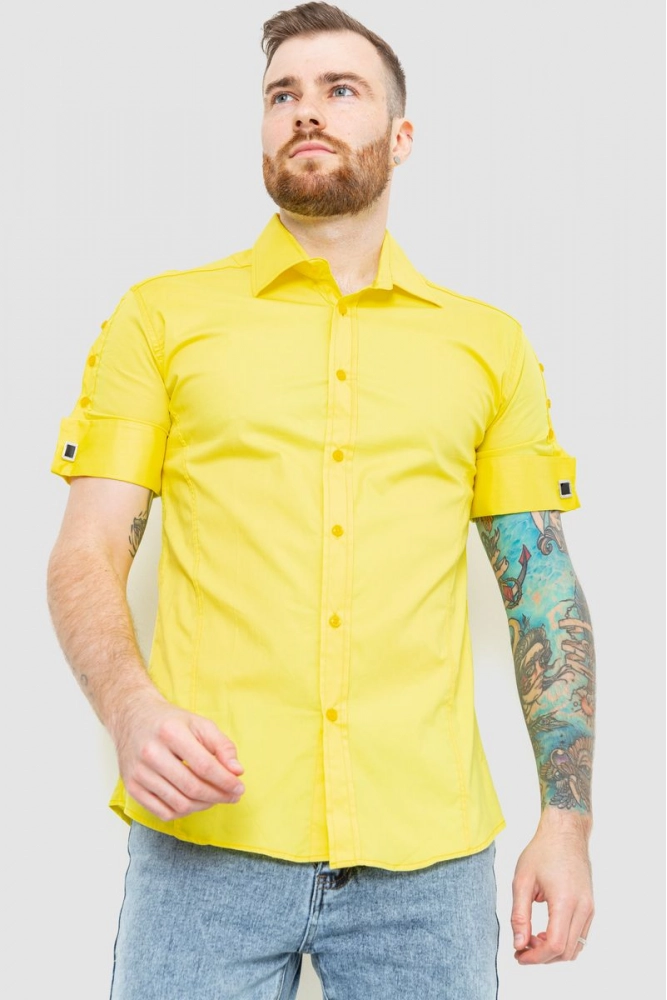 Купити Сорочка чоловіча класична однотонна, колір жовтий, 186R31 оптом - Фото №1