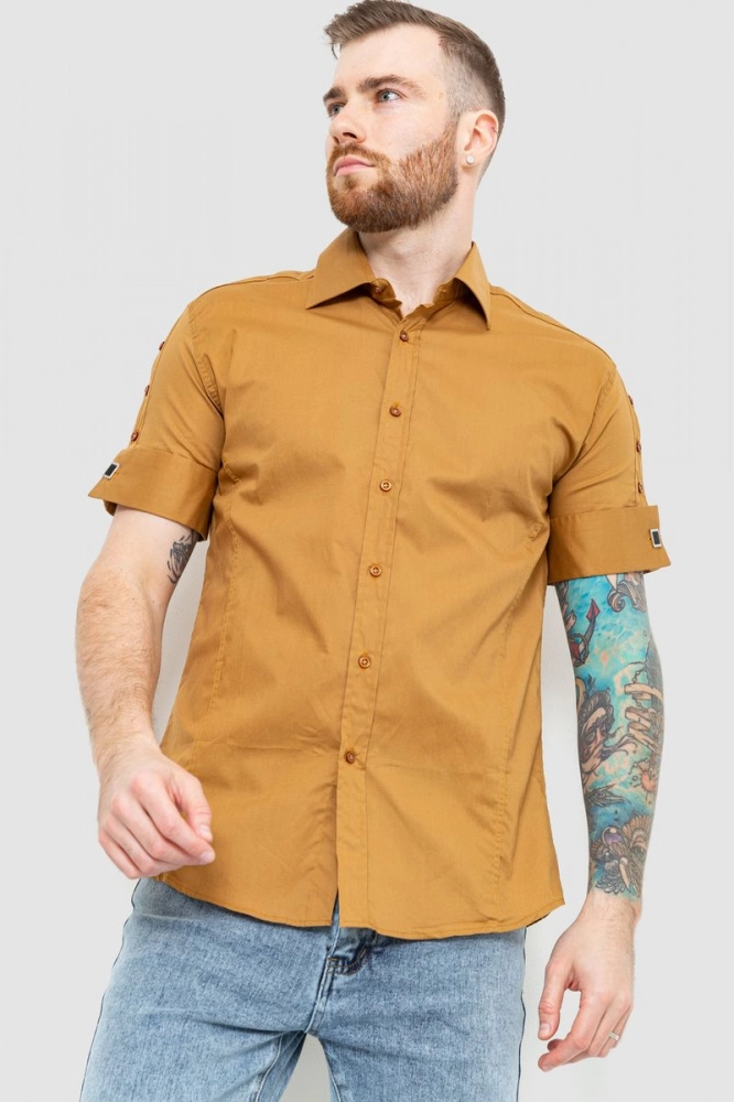 Купить Рубашка мужская однотонная, цвет коричневый, 186R31 оптом - Фото №1