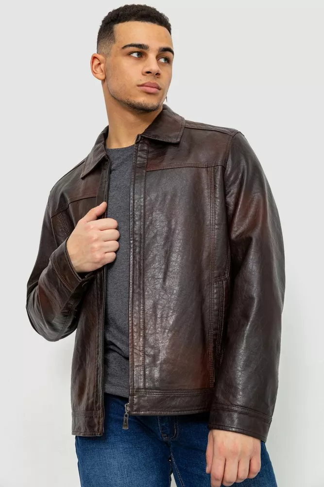 Купити Куртка чоловіча демісезонна екошкіра, колір коричневий, 243R257 - Фото №1