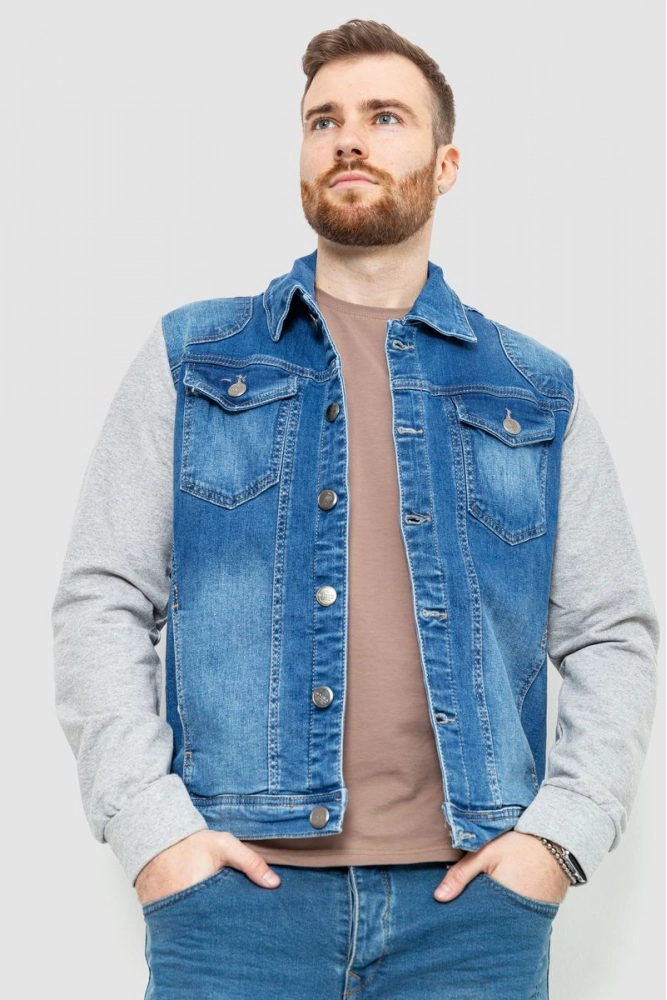 Купити Куртка чоловіча джинсова, колір синій, 157R2016 оптом - Фото №1