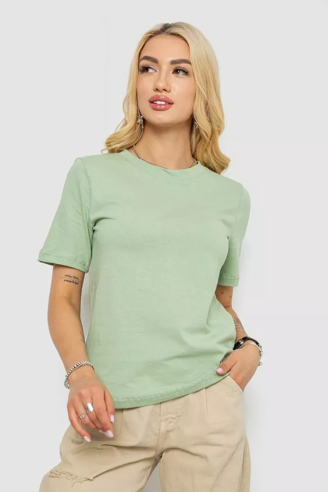 Купити Футболка жіноча однотонна, колір оливковий, 241R1800 - Фото №1