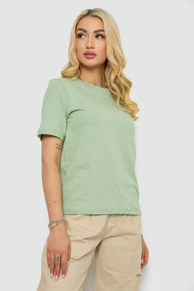 Купити Футболка жіноча однотонна, колір оливковий, 241R1800 - Фото №3
