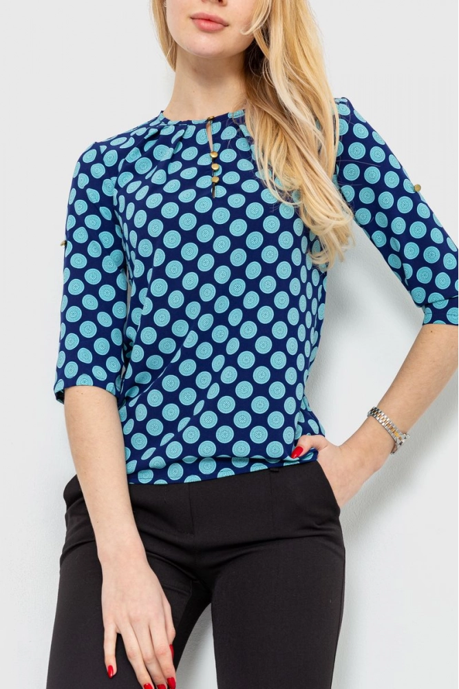 Купить Блуза с принтом, цвет сине-зеленый, 230R112-9 оптом - Фото №1