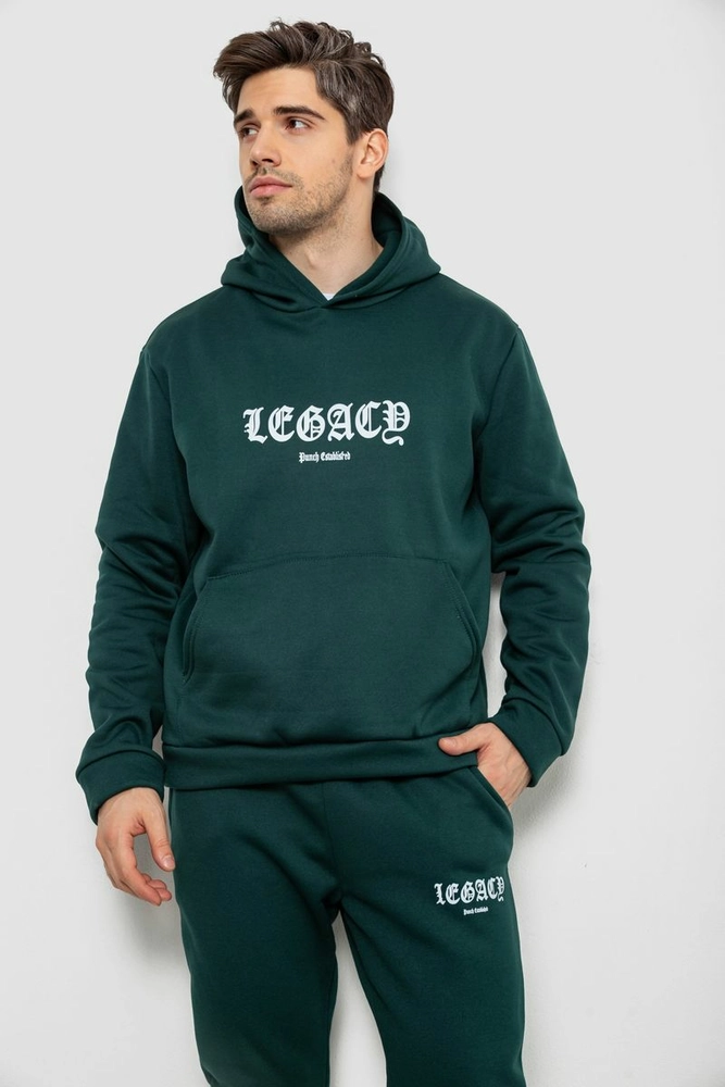 Купить Спортивный костюм мужской на флисе, цвет темно-зеленый, 238R57046 - Фото №2