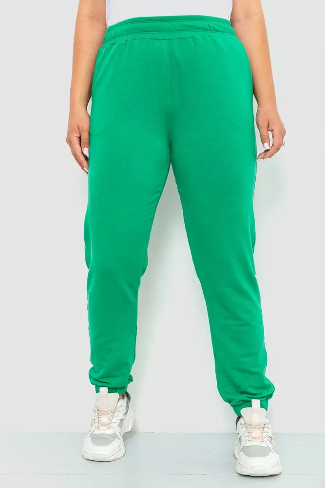 Купити Спорт штани жіночі двонитка, колір зелений, 102R292 - Фото №1