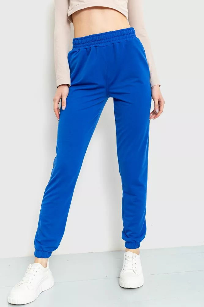 Купити Спорт штани жіночі двонитка, колір синій, 102R292 - Фото №1