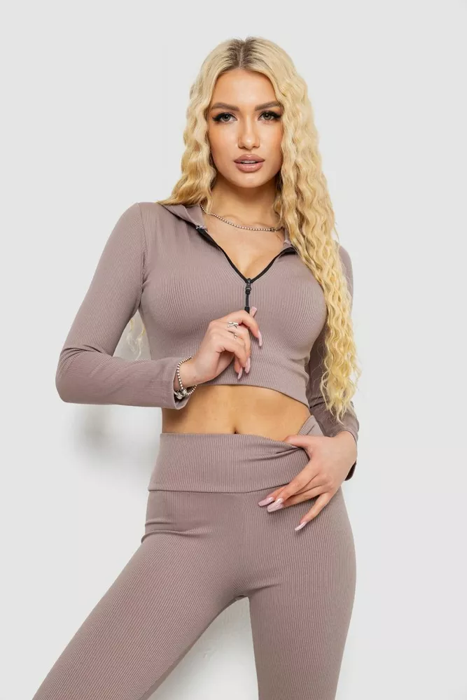 Купить Костюм женский в рубчик  -уценка, цвет мокко, 221R3320-U-6 - Фото №2