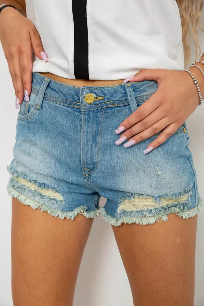 Купити Шорти жіночі джинсові, колір блакитний, 244R262 оптом - Фото №1