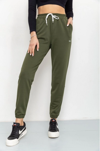 Спорт штани жіночі двонитка, колір хакі, 129R1466