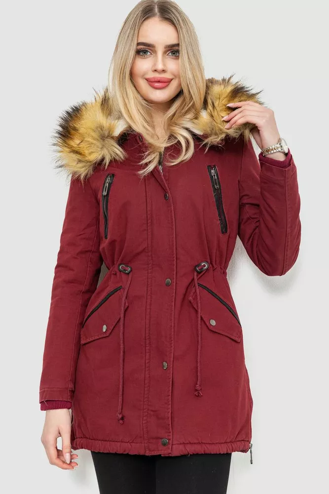 Купити Парка жіноча зимова, колір бордовий, 244R6901 оптом - Фото №1