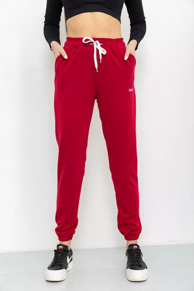 Купить Спорт штаны женские двухнитка, цвет бордовый, 129R1466 оптом - Фото №1