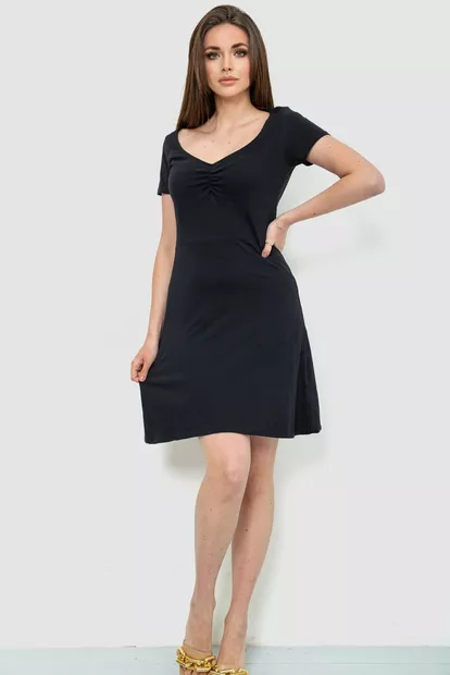 Платье базовое однотонное, цвет черный, 244R265