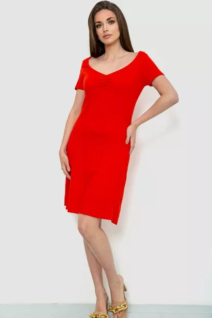 Сукня базова однотонна, колір червоний, 244R265