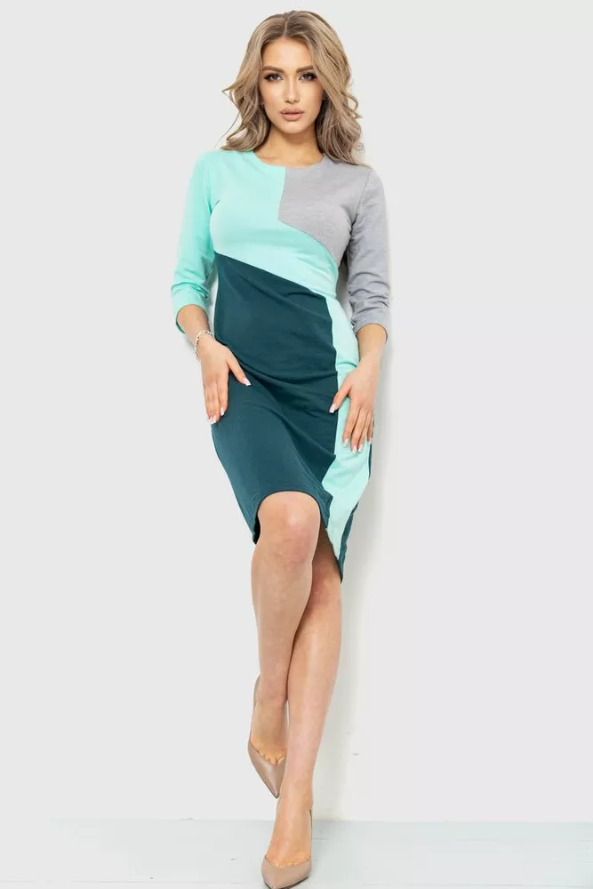 Купити Сукня повсякденна, колір зелено-сірий, 230R132 - Фото №1