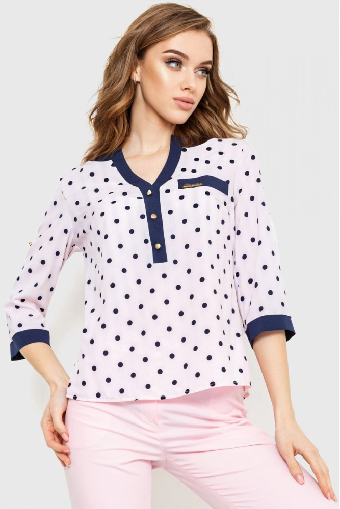 Купити Блуза в горох, колір рожево-синій, 230R154-5 - Фото №1