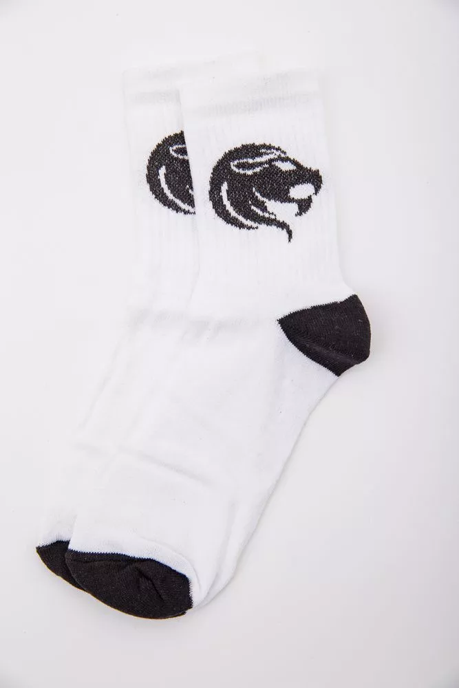 Купить Женские белые носки, с принтом, 167R520-1 - Фото №1