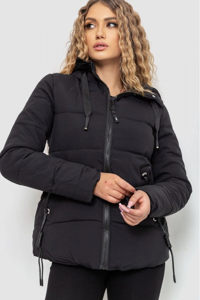 Купити Куртка жіноча демісезонна  -уцінка, колір чорний, 235R7272-U - Фото №1