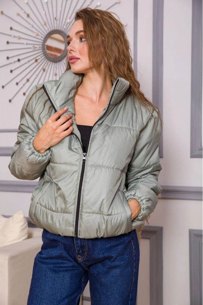 Купити Куртка жіноча зефірка, колір оливковий, 190R011 - Фото №1