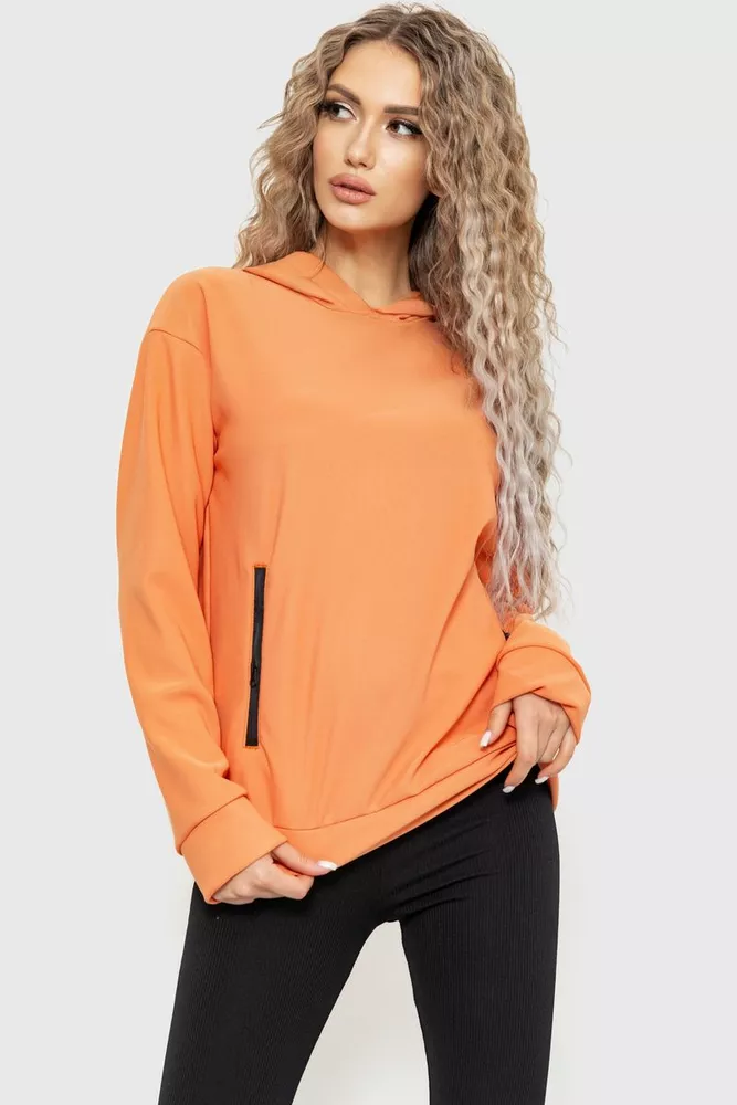 Купити Худі жіночий з капюшоном, колір персиковий, 182R8030 оптом - Фото №1