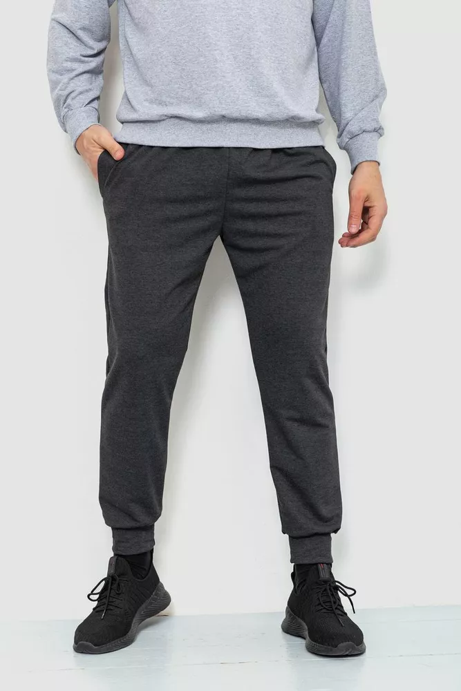 Купить Спорт штаны мужские двухнитка, цвет темно-серый, 241R8005 оптом - Фото №1
