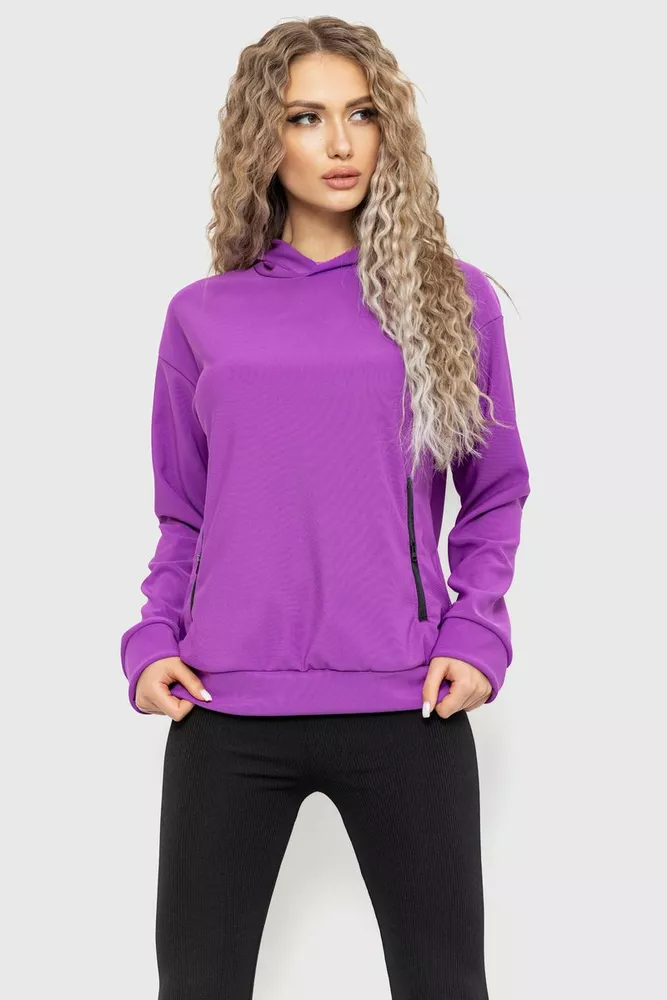 Купить Худи женский с капюшоном, цвет фиолетовый, 182R8030 - Фото №1
