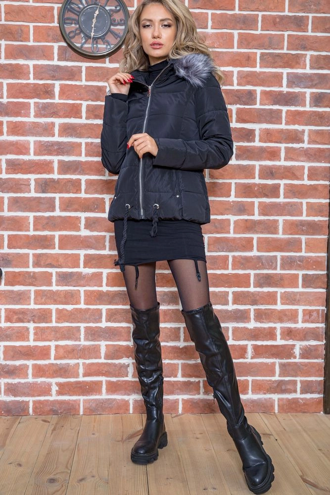 Купити Демісезонна жіноча куртка чорного кольору 167R8003 - Фото №1