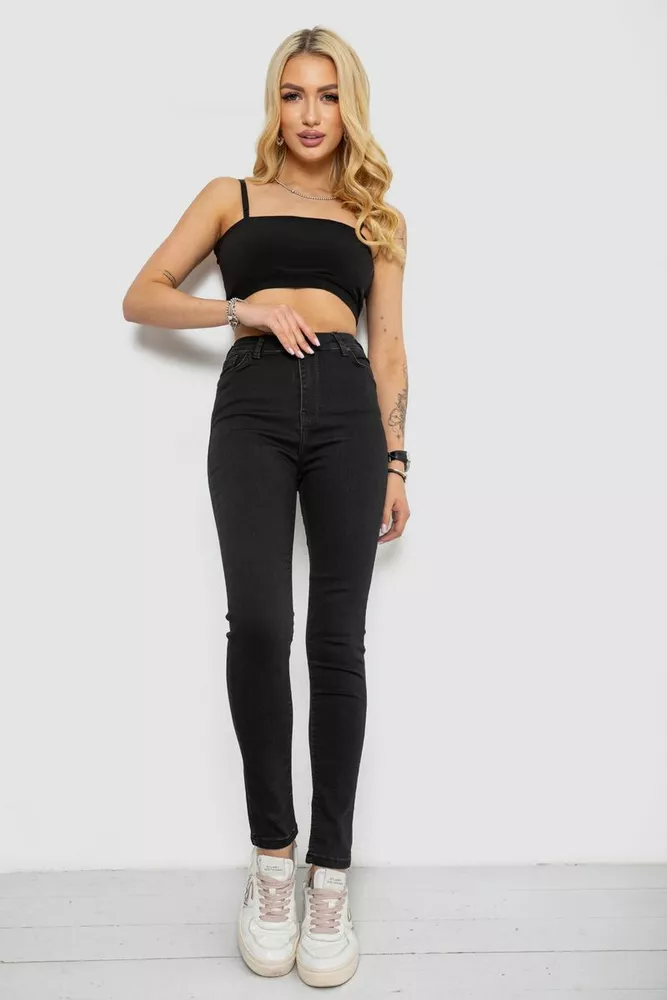 Купити Джинси жіночі Skinny, колір чорний, 182R1048 - Фото №2