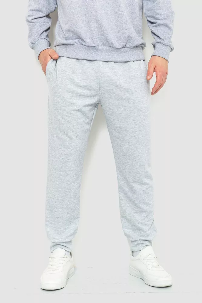 Купить Спорт штаны мужские двухнитка, цвет светло-серый, 241R8005 оптом - Фото №1