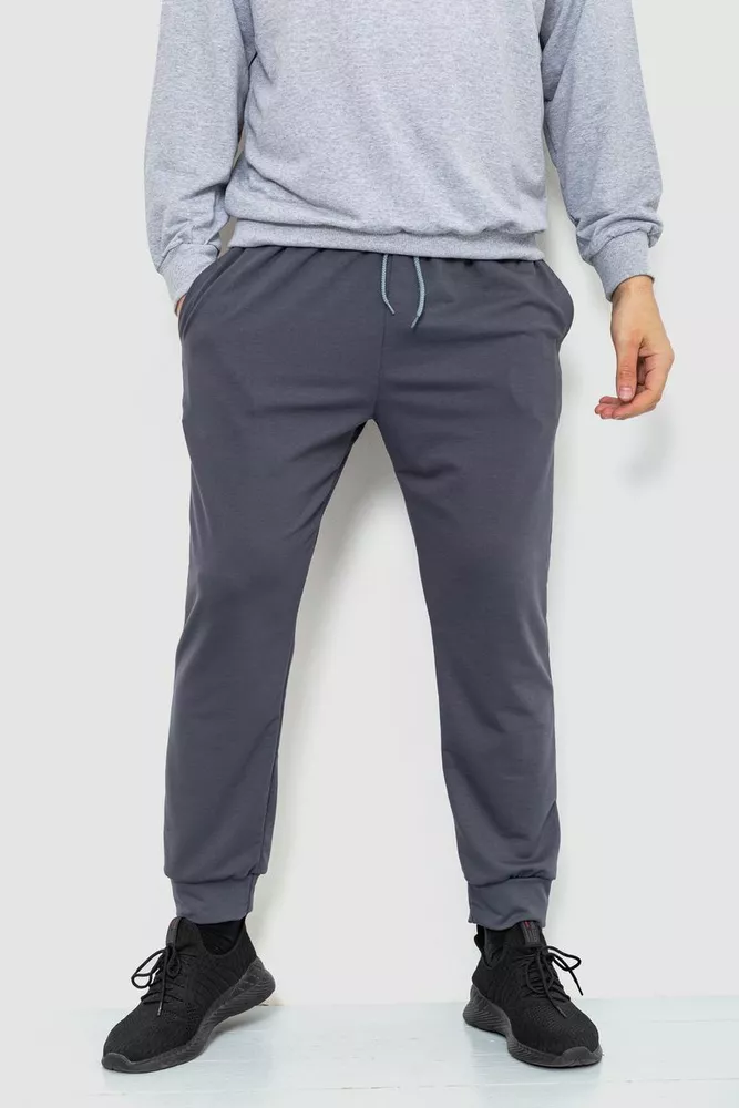 Купити Спорт штани чоловічі двонитка, колір сірий, 241R8005 оптом - Фото №1