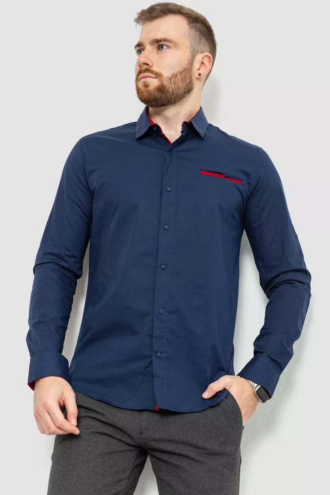 Купить Рубашка мужская классическая, цвет сине-красный, 214R7050 оптом - Фото №1