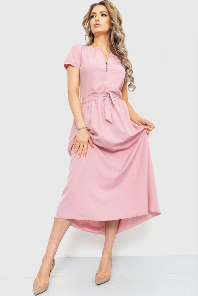 Купити Сукня однотонна  -уцінка, колір пудровий, 230R006-U-4 - Фото №1