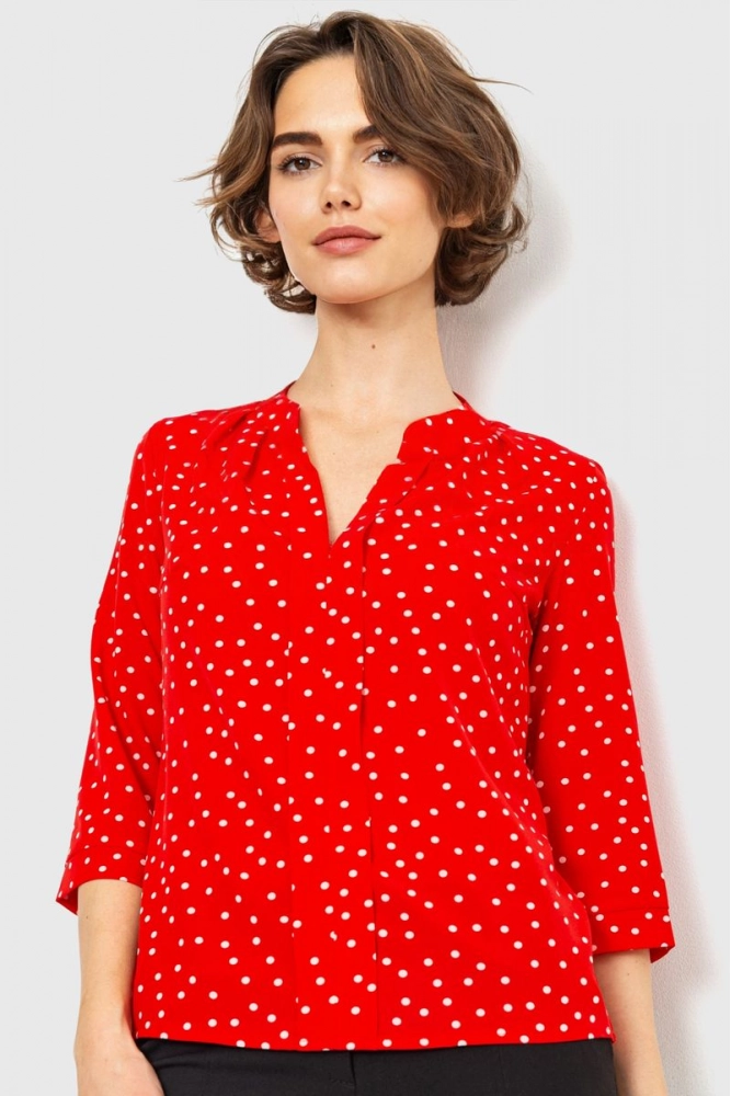 Купити Блуза в горох  -уцінка, колір червоний, 230R152-2-U - Фото №1