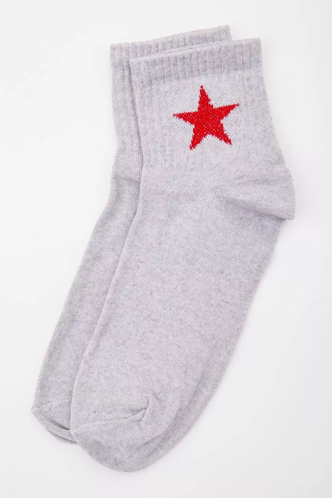 Купить Женские носки, светло-серого цвета с принтом, 167R404 - Фото №1