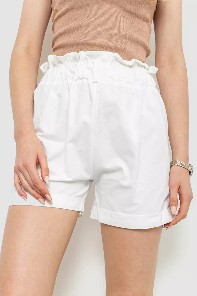 Купити Шорти жіночі класичні з манжетом, колір білий, 214R833 - Фото №1