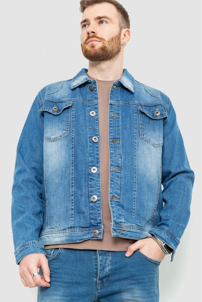 Купити Джинсова куртка чоловіча, колір світло-синій, 157R2008 оптом - Фото №1