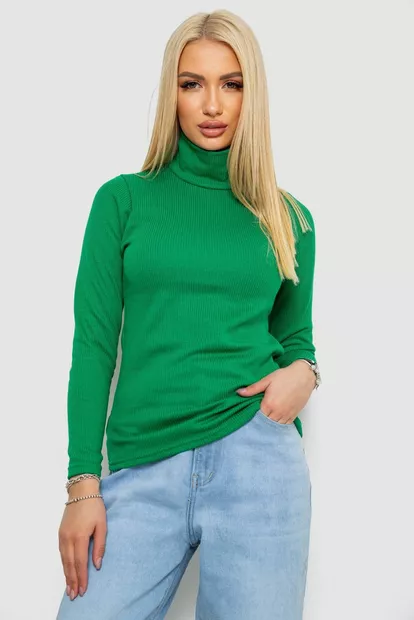 Гольф женский на флисе в рубчик, цвет зеленый, 238R329