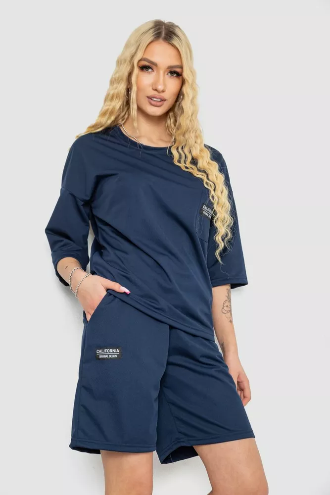 Купити Костюм жіночий однотонний  -уцінка, колір синій, 238R116-U-1 - Фото №3