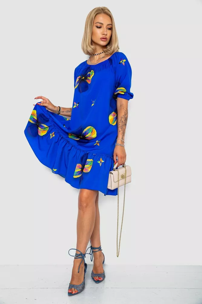 Купить Платье свободного кроя, цвет синий, 102R1104 - Фото №1