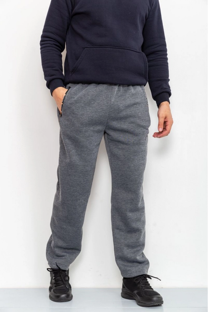 Купить Спорт штаны мужские на флисе, цвет темно-серый, 184R8750 - Фото №1
