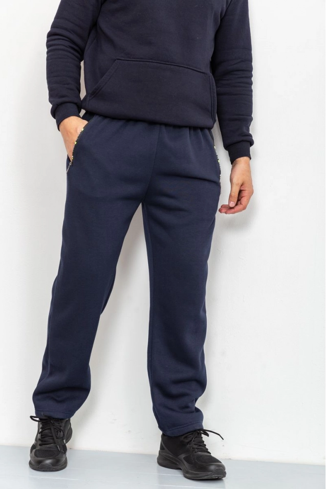 Купить Спорт штаны мужские на флисе, цвет темно-синий, 184R8750 - Фото №1