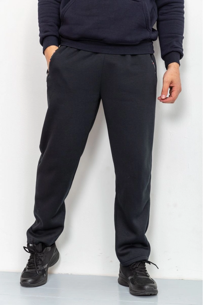 Купить Спорт штаны мужские на флисе, цвет черный, 184R8750 - Фото №1